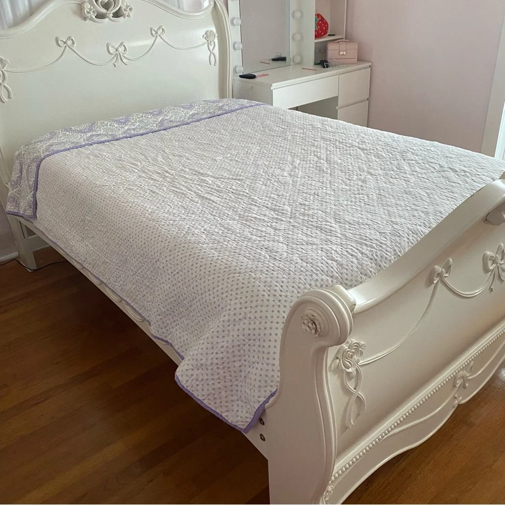Pottery Barn Kids Lavender Dots and White Quilt and Sham Set